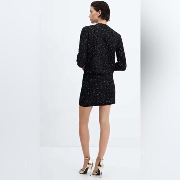 Mango - Ladies, Tweed Cardigan with Jewel Button - Black. Size: S. NWT - Picture 10 of 16